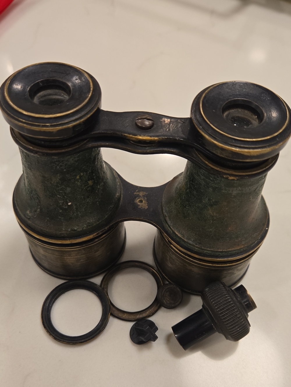 Antique-style Opera Glasses in Green and Brass